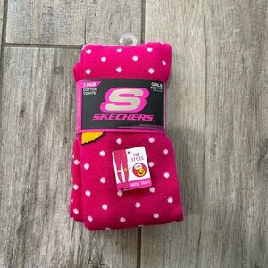 Pink and white poke a dot tights